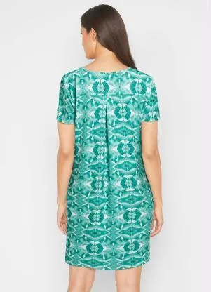 bonprix - Vestido Manga Curta Étnico Verde - BONPRIX