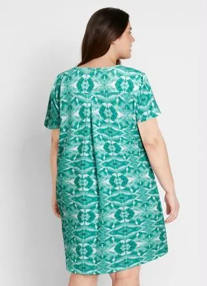 bonprix - Vestido Manga Curta Étnico Verde - BONPRIX