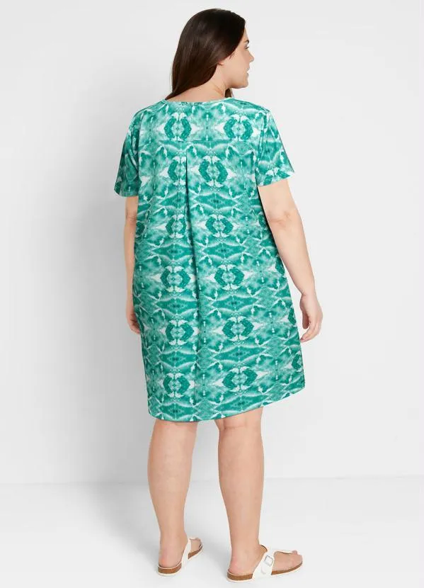 bonprix - Vestido Manga Curta Étnico Verde 10