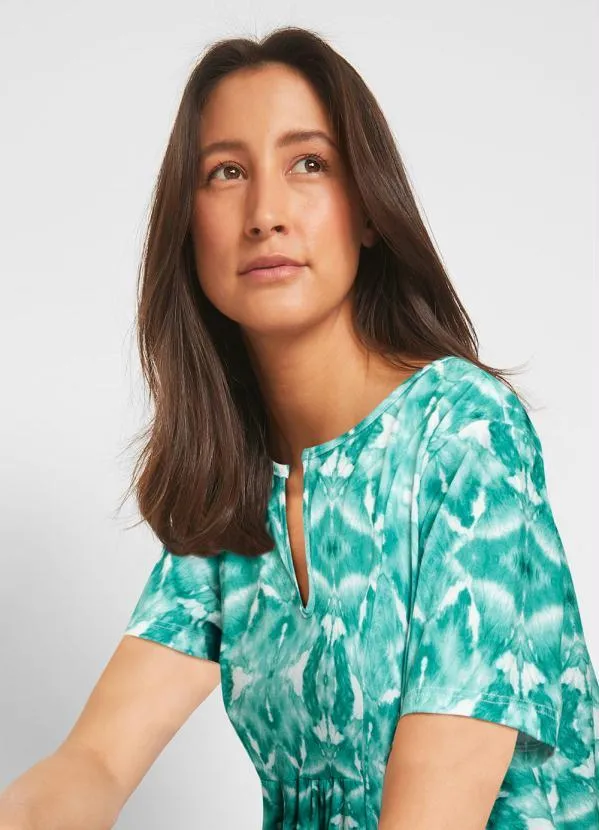 bonprix - Vestido Manga Curta Étnico Verde 4