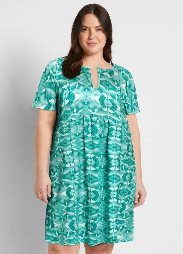 bonprix - Vestido Manga Curta Étnico Verde 6