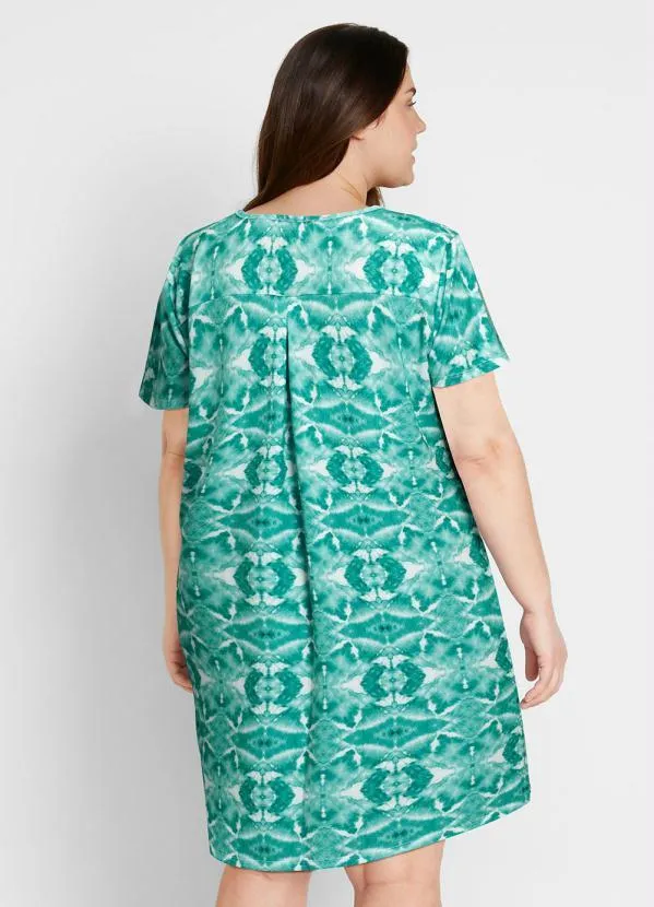 bonprix - Vestido Manga Curta Étnico Verde 7