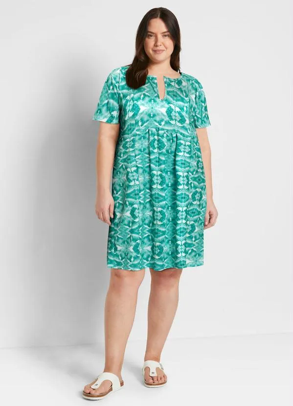 bonprix - Vestido Manga Curta Étnico Verde 9