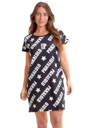 Pakalolo - Vestido Manga Curta Feminino Preto - PAKALOLO