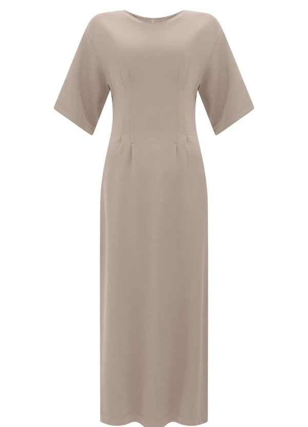 Lunender - Vestido Midi Chá de Mangas Curtas Cinza