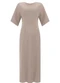 Lunender - Vestido Midi Chá de Mangas Curtas Cinza - variação: Cinza