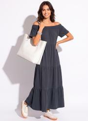 Vestido Ombro a Ombro Alongado Preto