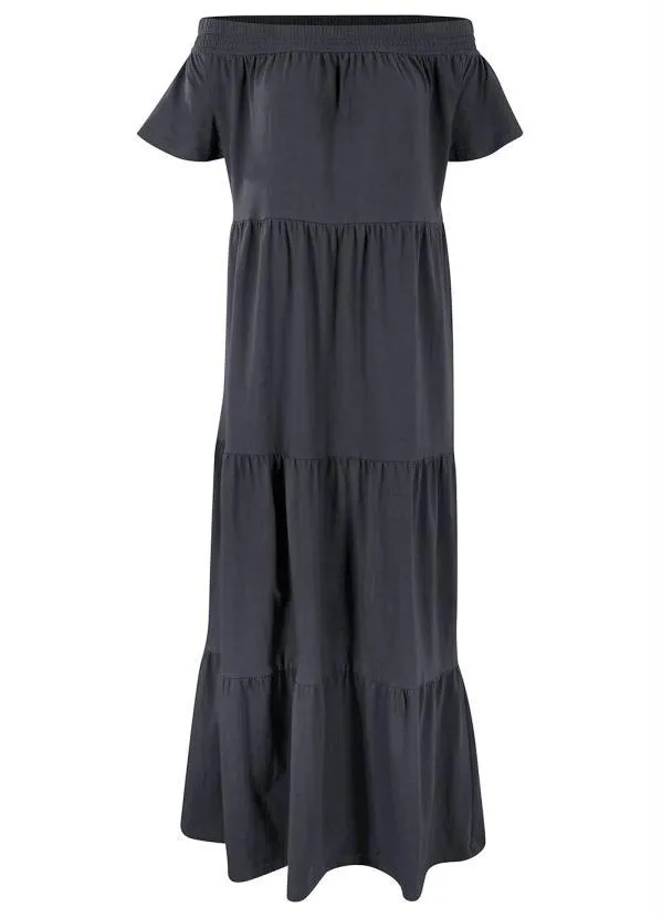 bonprix - Vestido Ombro a Ombro Alongado Preto