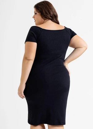 Just Basic - Vestido Ombro a Ombro em Ribana Preto - JUST BASIC