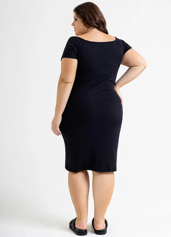 Just Basic - Vestido Ombro a Ombro em Ribana Preto 8