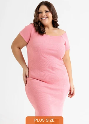 Just Basic - Vestido Ombro a Ombro em Ribana Rosa - JUST BASIC
