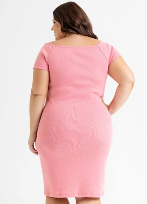 Just Basic - Vestido Ombro a Ombro em Ribana Rosa - JUST BASIC