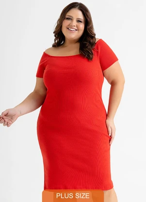 Just Basic - Vestido Ombro a Ombro em Ribana Vermelho - JUST BASIC