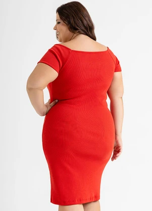 Just Basic - Vestido Ombro a Ombro em Ribana Vermelho - JUST BASIC
