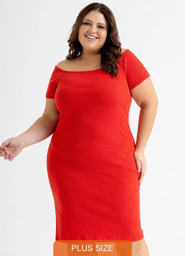 Just Basic - Vestido Ombro a Ombro em Ribana Vermelho 5