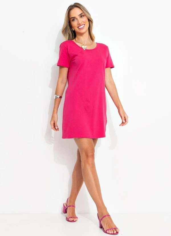 Bimini - Vestido Pink em Malha de Algodão Penteado 4
