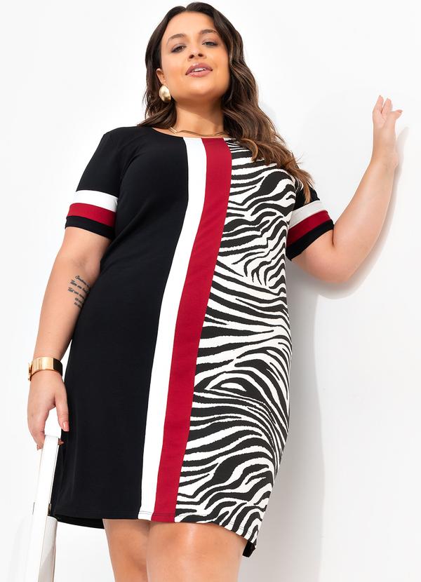 Quintess - Vestido Preto em Malha de Viscose com Elastano