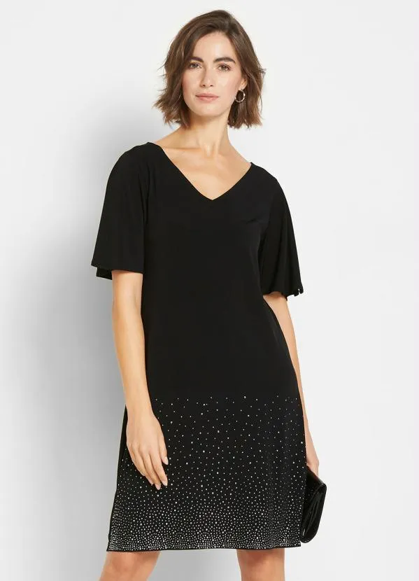 bonprix - Vestido Preto em Malha de Viscose