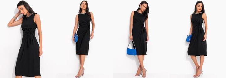 Vestido Preto em Malha Texturizada