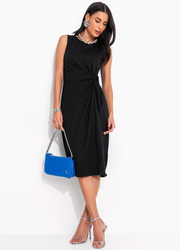 Quintess - Vestido Preto em Malha Texturizada 3