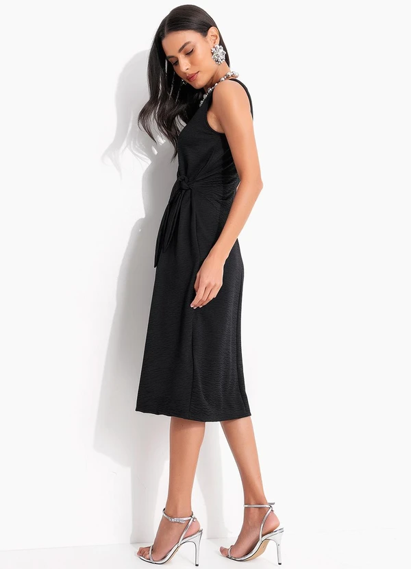 Quintess - Vestido Preto em Malha Texturizada 5
