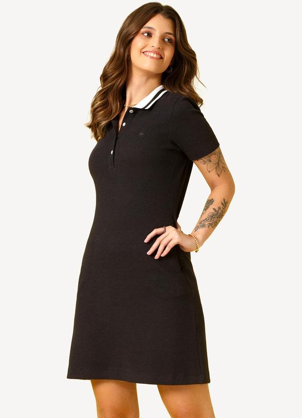 Seeder - Vestido Slim Fit Malha Canelada Preto