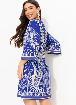 Farm - Vestido T-Shirt Big Rendeira Azul - FARM