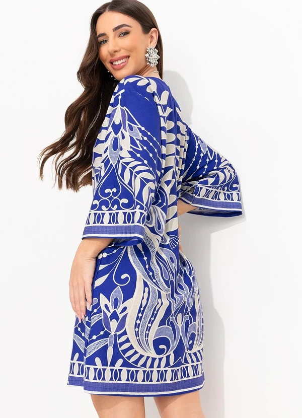 Farm - Vestido T-Shirt Big Rendeira Azul 2