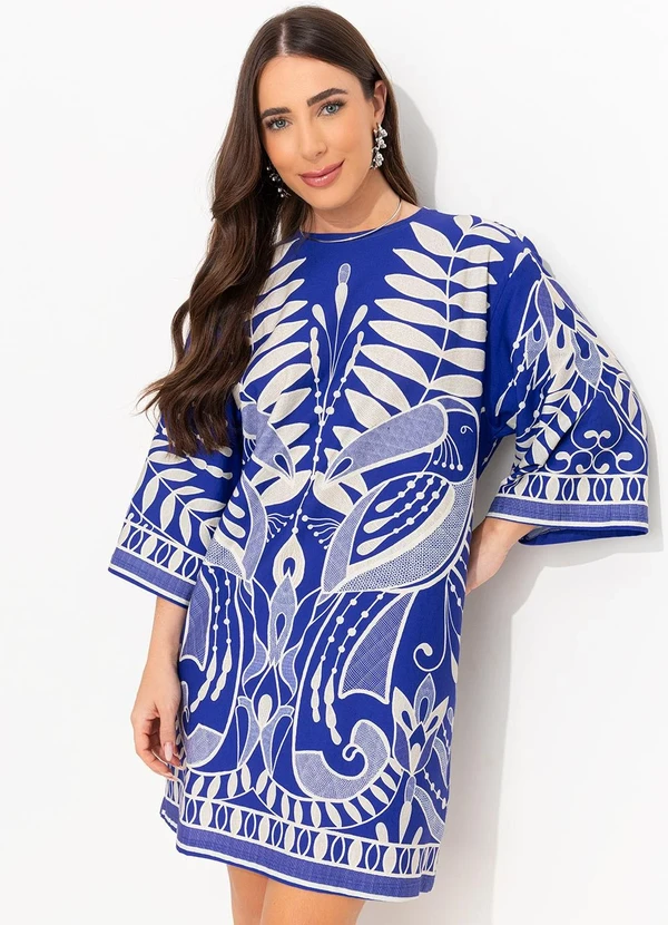 Farm - Vestido T-Shirt Big Rendeira Azul 5