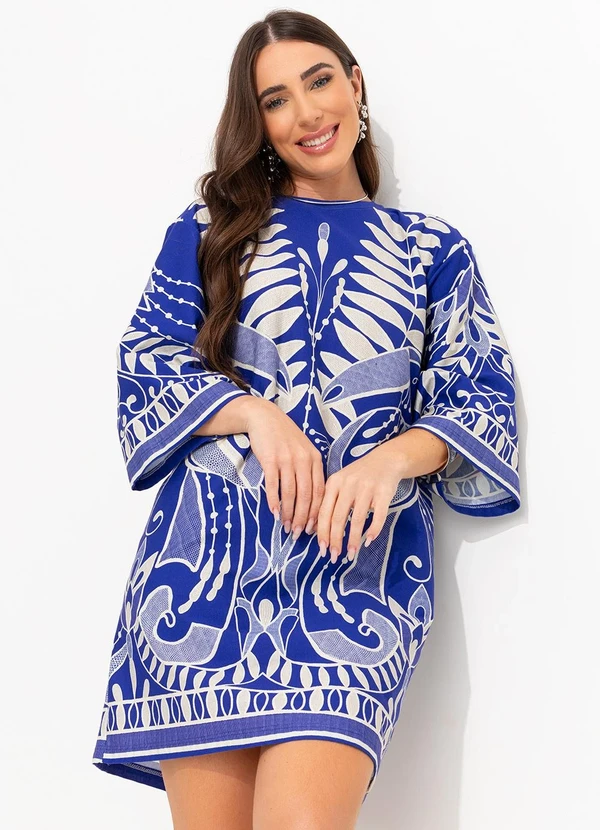 Farm - Vestido T-Shirt Big Rendeira Azul 6