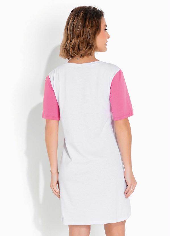 Queima Estoque - Vestido T-Shirt Manga Curta Branca 2