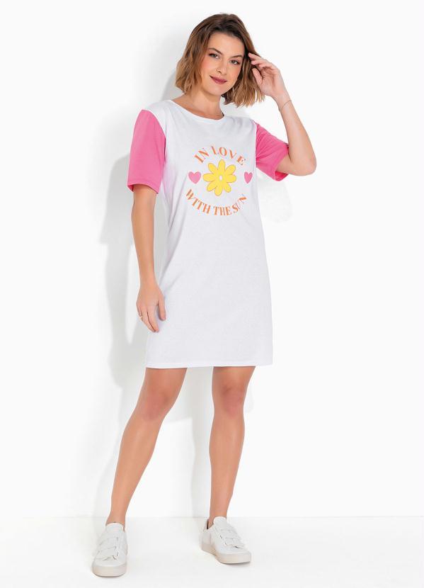 Queima Estoque - Vestido T-Shirt Manga Curta Branca 4