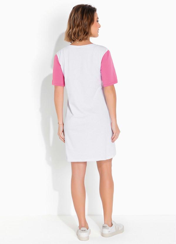 Queima Estoque - Vestido T-Shirt Manga Curta Branca 5