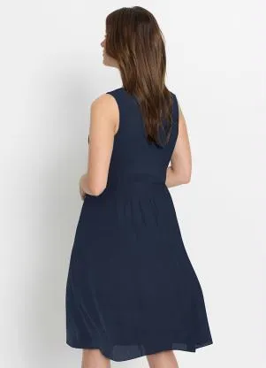 bonprix - Vestido Transpassado Azul Escuro - BONPRIX