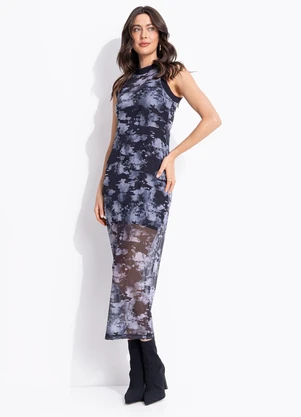 Colcci Jeans - Vestido Tule Estampado Manchas Cj Preto - COLCCI JEANS
