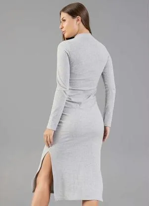 Just Basic - Vestido Adulto de Manga Longa Cinza - JUST BASIC