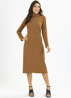 Soft Bonni - Vestido Adulto em Malha Canelada Bege - SOFT BONNI