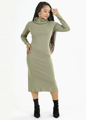 Soft Bonni - Vestido Adulto em Malha Canelada Verde - SOFT BONNI