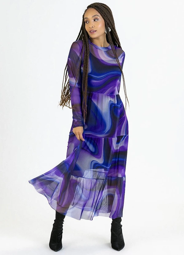 Soft Bonni - Vestido Adulto em Tule e Viscolycra Azul