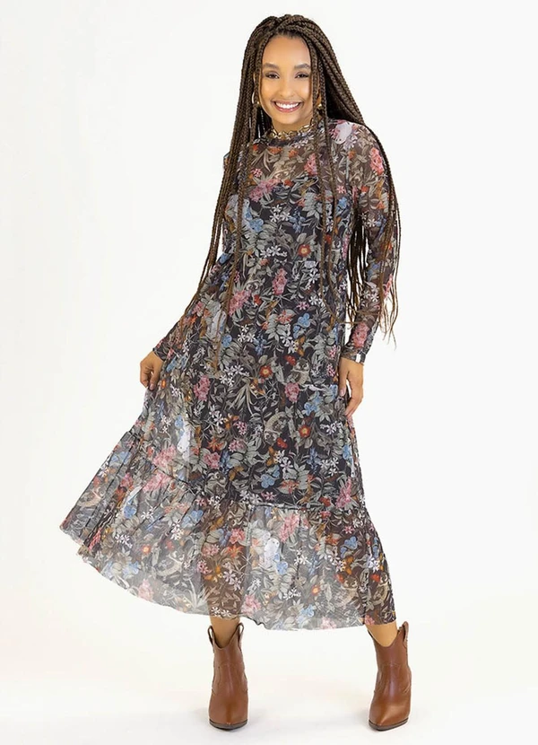 Soft Bonni - Vestido Adulto em Tule e Viscolycra Preto