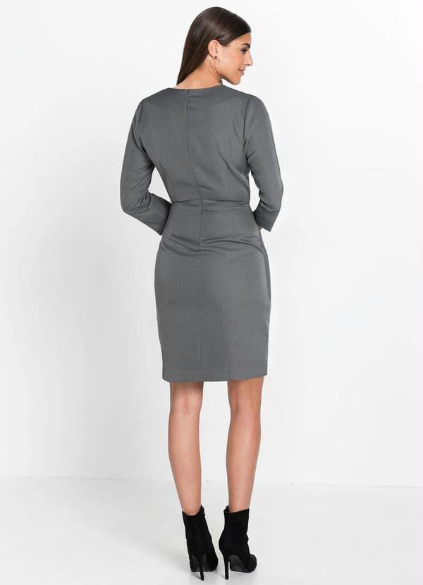 bonprix - Vestido Alfaiataria Transpassado Xadrez Cinza 2