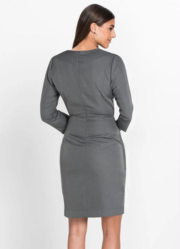 bonprix - Vestido Alfaiataria Transpassado Xadrez Cinza 4