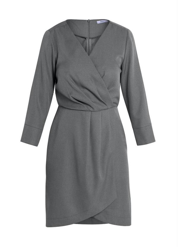 bonprix - Vestido Alfaiataria Transpassado Xadrez Cinza 7