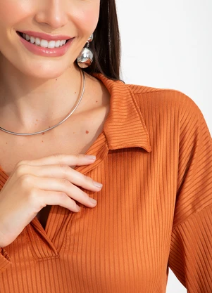bonprix - Vestido Alongado com Fenda Terracota - BONPRIX