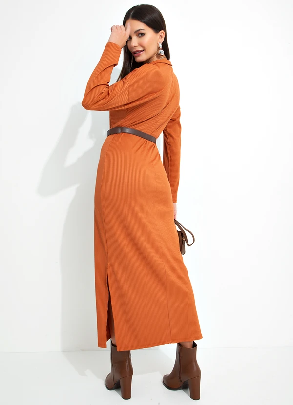 bonprix - Vestido Alongado com Fenda Terracota 5