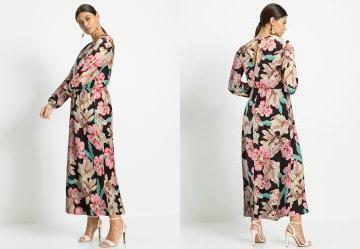 Vestido Alongado com Gota Floral Dark