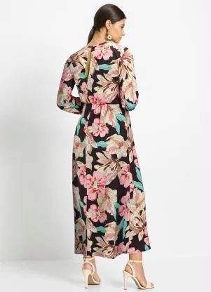 bonprix - Vestido Alongado com Gota Floral Dark - BONPRIX