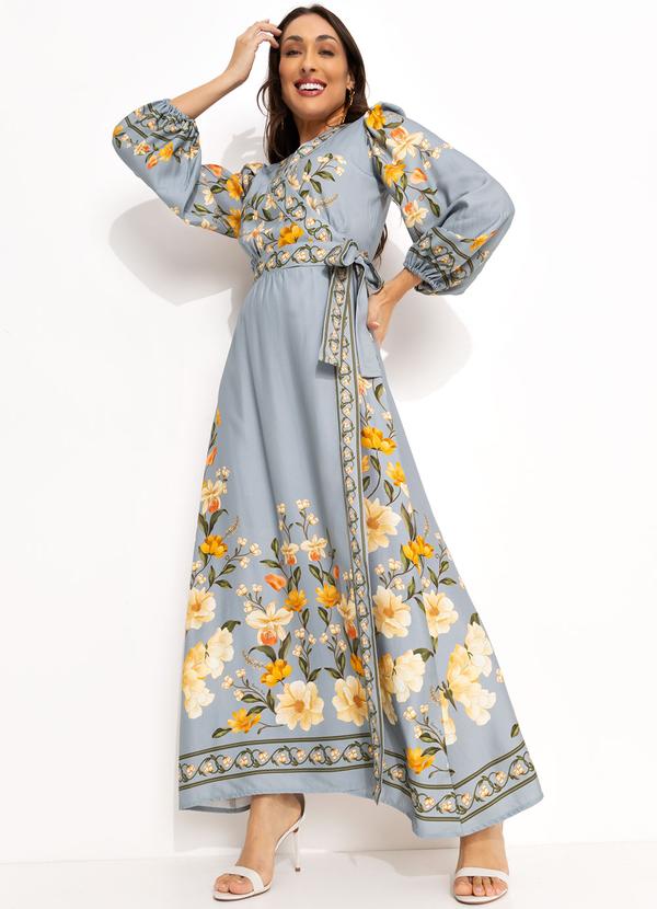 Farm - Vestido Borboleta em Flor Azul