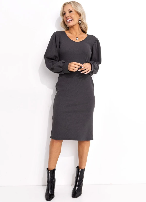 Bimini - Vestido Cinza Escuro em Canelado 3