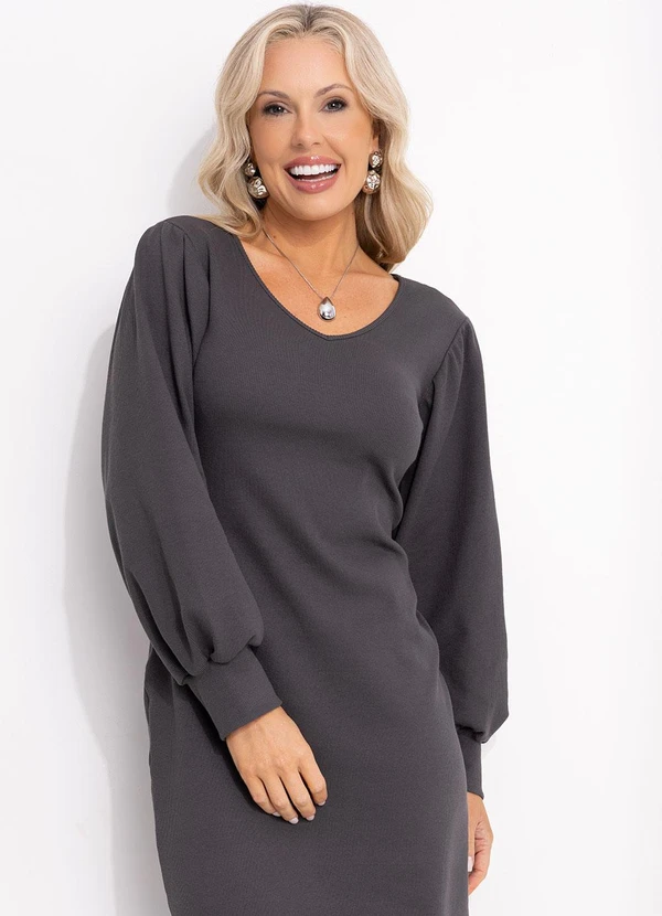 Bimini - Vestido Cinza Escuro em Canelado 5